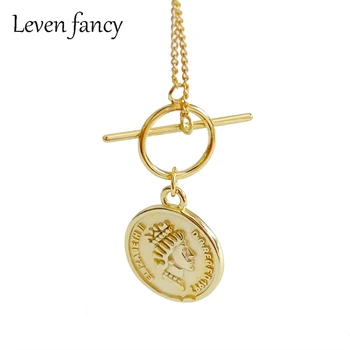 Euroopa Design 925 Sterling Hõbe, Kuldne Kuninganna Elizabeth Avatari Ring Reljeef Medal Ripats OT Pannal Kaelakee Naiste Ehted
