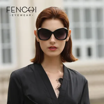 FENCHI Rhinestone Cat Eye Päikeseprillid Naistele Metallist Teemandid Prillid Sõidu Peegel Fashion Design New Kõrge Kvaliteediga zonnebril dames