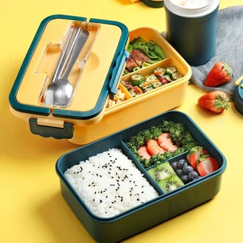 Bento box jaapani stiilis lapsed Õpilane toidu mahuti Nisu Õled Materjali lekkimiskindlates Square lõuna-box Koos Laekaga