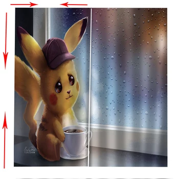 Armas Pikachu 3D Elektrikatkestus Soojustus Päikesekaitsetoodete Kardin Poiss Kingitused Magamistuba, elutuba, Tuba Decor Trükkimine Kardin Kohandamine