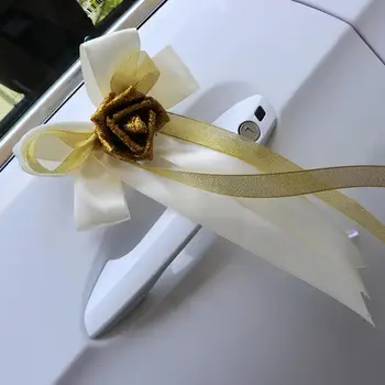 Pulm Auto Kaunistused Kit Sedaan Silk Flower Lindi ja Vibu DIY Decor Pulm Auto Ornament