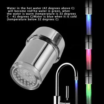3 Värvi LED Valgus Muuta Kraan koos Converter Dušš veekraan temperatuuriandur Vee Kraan Kuma Dušš Vasak Kruvi