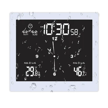 Digital Wall Clock Veekindel Digital Clock, Dušš, Vannituba, Köök, Magamistuba Temperatuur Niiskus LCD-Ekraan, Taimer