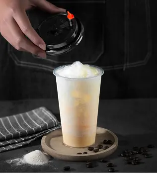 50 Komplekti läbipaistvast Plastikust Tassi Musta Kaaned Iced Külmad Joogid Kohv Tee Smuuti Mull Boba, Ühekordselt,Raske Kaal, Plastikust