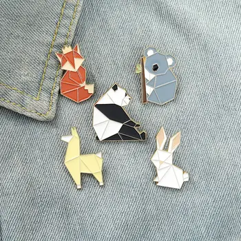 Origami Loomade Emailiga Sõrmed Fox Küüliku Jänku, Koer, Panda Koala Rinnamikrofon Pin-Cartoon Armas Loom Prossid Seljakott Müts Tarvikud