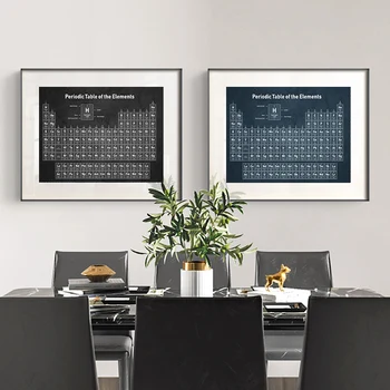 Moodne must ja valge perioodilise tabeli keemiliste elementide tabel laboris seinamaaling plakat trükkida dekoratiivsed värvimistööd