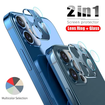 2-in-1 tagumine Kaamera Objektiiv Karastatud Klaas IPhone 12 Pro Max Metallist Kaitse Kaamera Ekraani Kaitsekile IPhone 12 Mini Pro