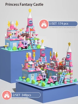174Pcs Tüdrukute Komplektid Princess Castle ehitusplokid Suur Suurus Tellised Sõbrad DIY Tellised Mänguasjad Lastele jõulukinke