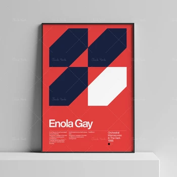 Enola Gay - Orkestripala Manöövrid pimeduses - OMD - Uus Laine laul Minimalistlik Šveitsi Graafilise Disaini Kunst Prindi