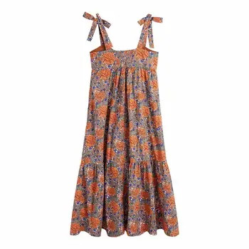 Kleit 2021 suvel uus ZA mood retro rihm trükkimine toru top naiste kleit mood stiilne vabaaja street noorte naiste dresss
