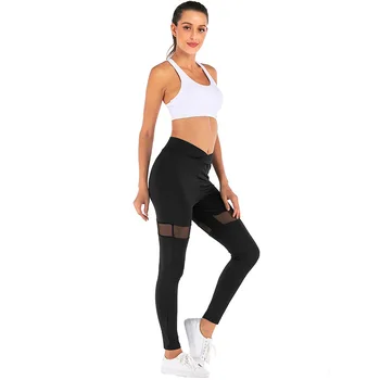 Säärised Naiste Kõrge Vöökoht Seksikas Õõnes Silma Õmblemine Must Fitness Leggins Talje Slim Püksid
