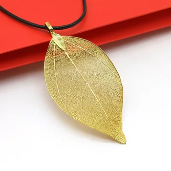 Tõeline Leaf Kaelakee, Kulla -, värv Looduslik Ripats Naiste Vintage Pika Ahelaga Maxi Ehted Boho Chic bijoux