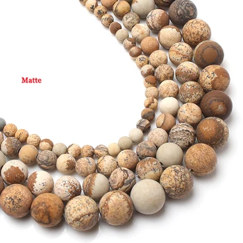 Igav Poleeritud Pilt Jaspers Stone Beads Natural Stone Matt Ring Helmed Näputöö Tegemise Diy Käevõru Tarvikud Pearl