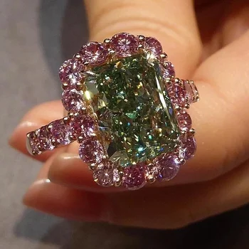 Naiste Mood 925 Sterling Silver Ring Elegantne Luksus Loomulik Emerald Ehted Pulm Kaasamist Partei Sõrmus Suurus 5-11