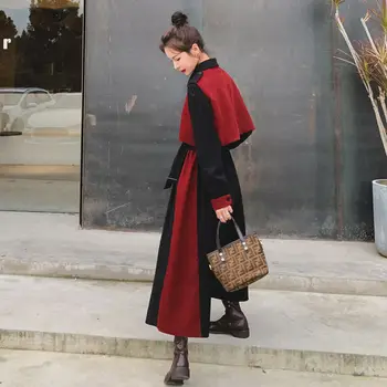 Korea Fashion Sügis-Talv Kleit 2021 Naiste Streetwear Jaapani Harajuku Pikad Varrukad Midi Kleit Punane Pluss Suurus Kleidid