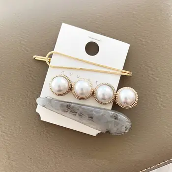 Korea Stiilne Kunstnahast Pearl klambri külge Ebaregulaarne Metall, Kuld, Hõbe Bowknot Akrüül Juuksed Klippe Naiste jaoks Tüdrukud, Juuksed Tarvikud
