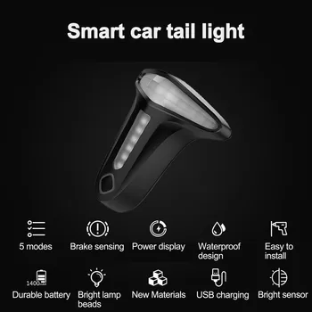 Jalgratta Piduri Andur Smart Light Taillight IP66 USB Eest Vilkuma Hoiatama Kerge Jalgratta Taillight Veekindel Ohutuse Smart Lamp