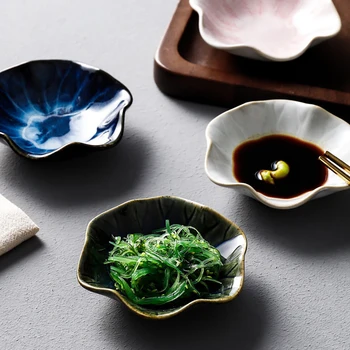 1TK Jaapani Keraamika Sushi Kaste Plaat Suupiste Plaat Lotus-Kujuline Portselani Põletusahju Klaasitud Puu Koogi Kaunistamiseks Pool Plaadid