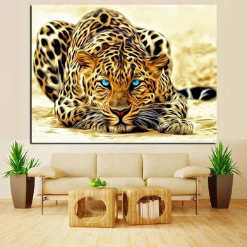 Leopard Vaadates Saagiks Looma-Lõuendile Maali Abstraktse Plakatid ja Pildid Seina Art Cuadros eest elutuba Kodu Kaunistamiseks
