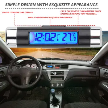 2 In 1 Auto Sõiduki Digitaalne LCD Taustvalgustus Auto Termomeeter Kell kalendrikuva Auto Air Vent Outlet Clip-Kell