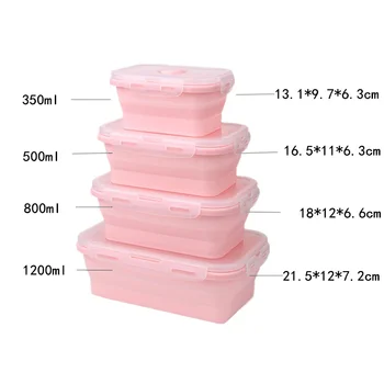 1/3/4Pc Silikoon Kokkuklapitavad Bento Lunch Box Toidu Ladustamise Mahuti Kaasaskantav Microwavable Ladustamise Mahuti Toidu Mahuti