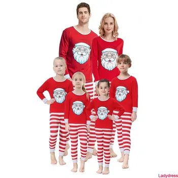 2020. aasta uus Punane Triip Pere Sobitamine Jõulud Pidžaama Komplekt Talvel, Santa Claus Prindi Sleepwear Poisid Tüdrukud Mehed Naised Perekonda Matchin