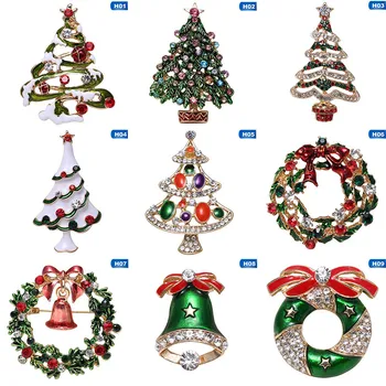 Mood Jõulud Seeria Prossid Pin Jõulupuu Bell Snowmen Santa Claus Kaunistatud Erinevate Värviliste Rhinestone Pross