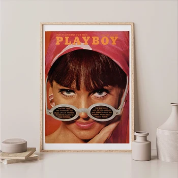 Playboy Retro isekleepuvad Maali Jänku Klaasid, Kunst, Plakat, Huuled Liblikas Retro Seina Maali Kodu Kaunistamiseks