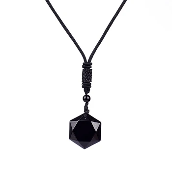 Mood Obsidian Hexagram Kaelakeed Naistele Looduse Energia Kivist Ripats Obsidian Staar David Kaelakee Õnnelik Armastus Meeste Ehted
