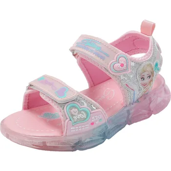 Disney laste sandaalid moe printsess girls casual spordi õpilane led vilkuv valgus alt töötab hingavad sandaalid