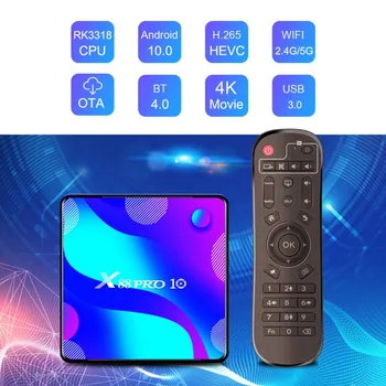 Android Tv Box 10 X88PRO10 Smart TV BOX Dual Wifi, BT 2G 16Go RK3318 4K Netflix Google ' i Pood Multimeedia Box Tasuta DropShipping