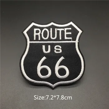 Route 66 Suurus: 7.2x7.8cm DIY Riided Plaaster Raud Pääsme Tikitud Triipu Riided Jope Kleebis Õmblemine Applique