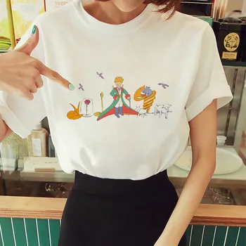 Naiste T-särk Väike prints trükitud T-Särk ümber kaela Lühikesed Varrukad tshirt Naine Ulzzang Harajuku Tüdrukud tshirt Hipster Tshirt