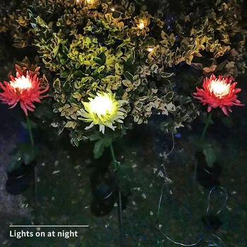 Chrysanthemum Päikese Valgus LED Lamp Väljas Aed Simulatsiooni Lille Muru Kerge Plug-In Aed Maa-Lambi Valguse Aed Decor