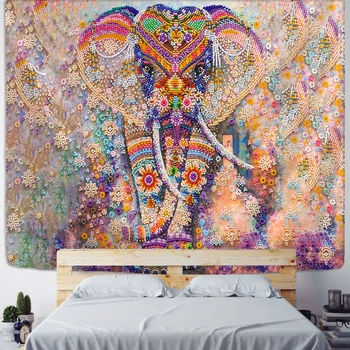 Värvikas Pearl Elevant Tapestry 3D Mosaiik Stiilis Hipi Boho Seina Seinavaibad Mandala Riidest Matt elutuba Decor 95x73/150x100