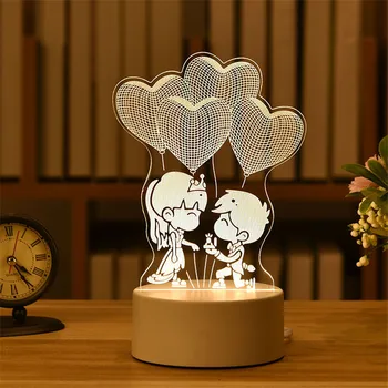 Romantiline Armastus 3D Lamp Südame-kujuline Õhupall Hirv Akrüül LED Night Light Dekoratiivsed Tabel Lamp Teenetemärgi Kodus Jõulud