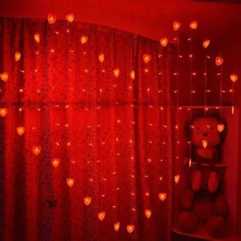 LED Südame Kujuga Kardin 124 LED string pulm kokkulepe foto taust seina Ruumi teenetemärgi ettepaneku romantika valgus string