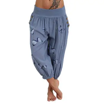 Capri Püksid Mood Liblikas Trükitud Haaremi Naiste Suvel Nupud Pant jaoks Streetwear