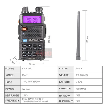 Baofeng UV-5R Walkie Talkie 10KM UV5R CB-Raadio Vastuvõtja Jaama Kaks-viis Walkie-talkie 4TK 2TK Võimas UV-5r UV 82 UV-9R dmr -