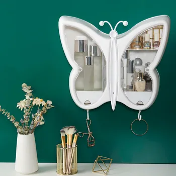 Uus liblikas loominguline kosmeetika ladustamise kasti seinale paigaldatud perforatsioon-tasuta tolmu-tõend, vannitoa seinale paigaldatud