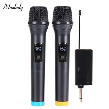 Muslady Traadita Karaoke Mikrofon Professionaalne UHF Dual Channel Dünaamiline Juhtmeta Mikrofon Kaasaskantavate käeshoitavate Traadita Mic