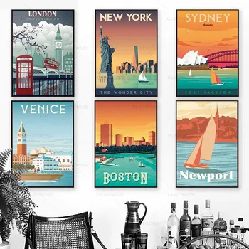 Pariis, London, New York, Tokyo Vintage Seina Art Lõuend Maali Nordic Plakatid Ja Pildid Seina Pildid Elutuba Decor