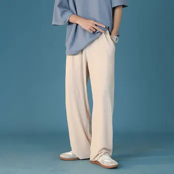 Mens korea Jää Silk Haaremi Püksid 2021 Suvel Streetwear Joggers Harajuku Sweatpants Hip-Hop Vabaaja Pant Must/Khaki/Mereväe sinine