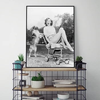 Noor Naine ja Cocker Spaniel Lemmiklooma Koera Prindib Must-Valge Fotograafia Põhjamaade Vintage Plakat Lõuendile Maali Seina Decor Kodus Kunst