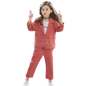Kids Jope+Püksid 2tk Riiete Komplekt Tüdrukutele Ametliku Pulm Sobiks Laste Sünnipäeva Tulemuslikkuse Kostüüm Naine Kool Bleiser