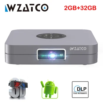 WZATCO D1 MINI DLP Projektor Toetab Full HD 1920x1080P 32GB Android 7.1 5G WIFI Beamer AC3 Video kodukino Projektor 3LED