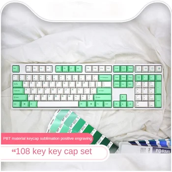 108-sisestage Varmilo Roheline ja Valge Keycaps PBT Sublimatsioon Kirss Profiili Mehaaniline Klaviatuur Keycaps jaoks Cherry MX Lüliti ANSI 60