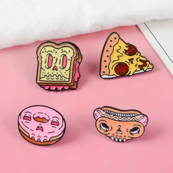 Cartoon Toidu Emailiga Pin-Pizza, Hot Dog Sandwich Terviseks Donut Sõle Kotti Riideid Rinnamikrofon Pin Badge Ehted Kingitus Lastele Sõbrad