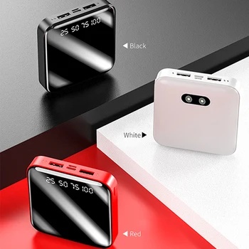30000MAH Mini Power Bank Suure Mahutavusega Kaasaskantav Laadija koos 2USB Peegel Väline Aku kiirlaadija jaoks Xiaomi Samsung IPhone