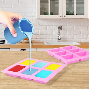 Silikoon Puding Candy Seep Hallituse 6 Süvend DIY Hallituse Käsitsi valmistatud Seep Hallituse Moodustavad Multipurpose Tray Kook, Küpsis Küünla valmistamiseks 3D Hallituse